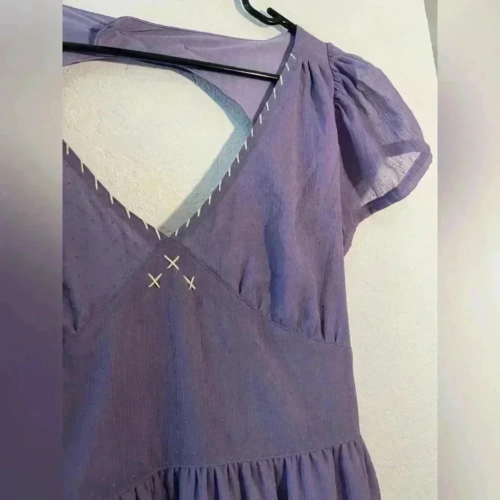 Anthropologie Nick and Mo Purple Fit and Flare Mini Dress Womens Size Small - Picture 4 of 10